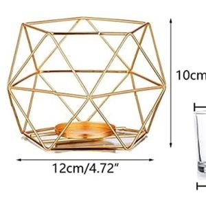 2 Portavelas dorado geométrico